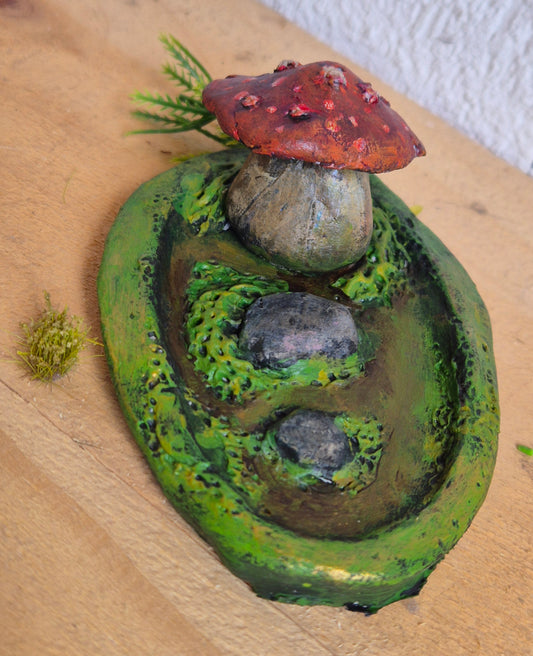 🍄 Porte-encens féerique – Champignon & chemin enchanté 🌿