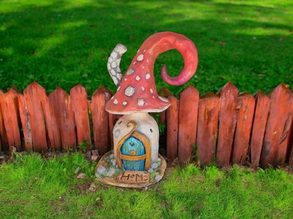 🌈Maison Champignon Féérique – Toit Rose en Spirale & Porte Bleue🍄‍🟫