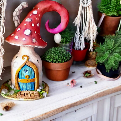🌈Maison Champignon Féérique – Toit Rose en Spirale & Porte Bleue🍄‍🟫