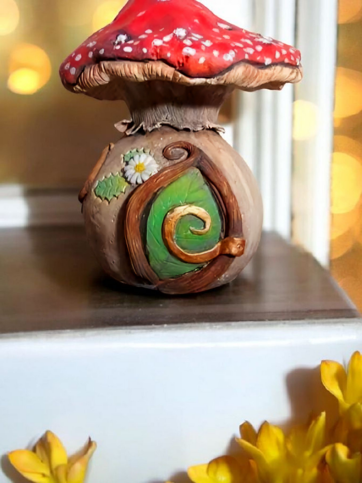 Lampe Maison Champignon Amanite & Marguerites – Pièce Unique 🍄🌼